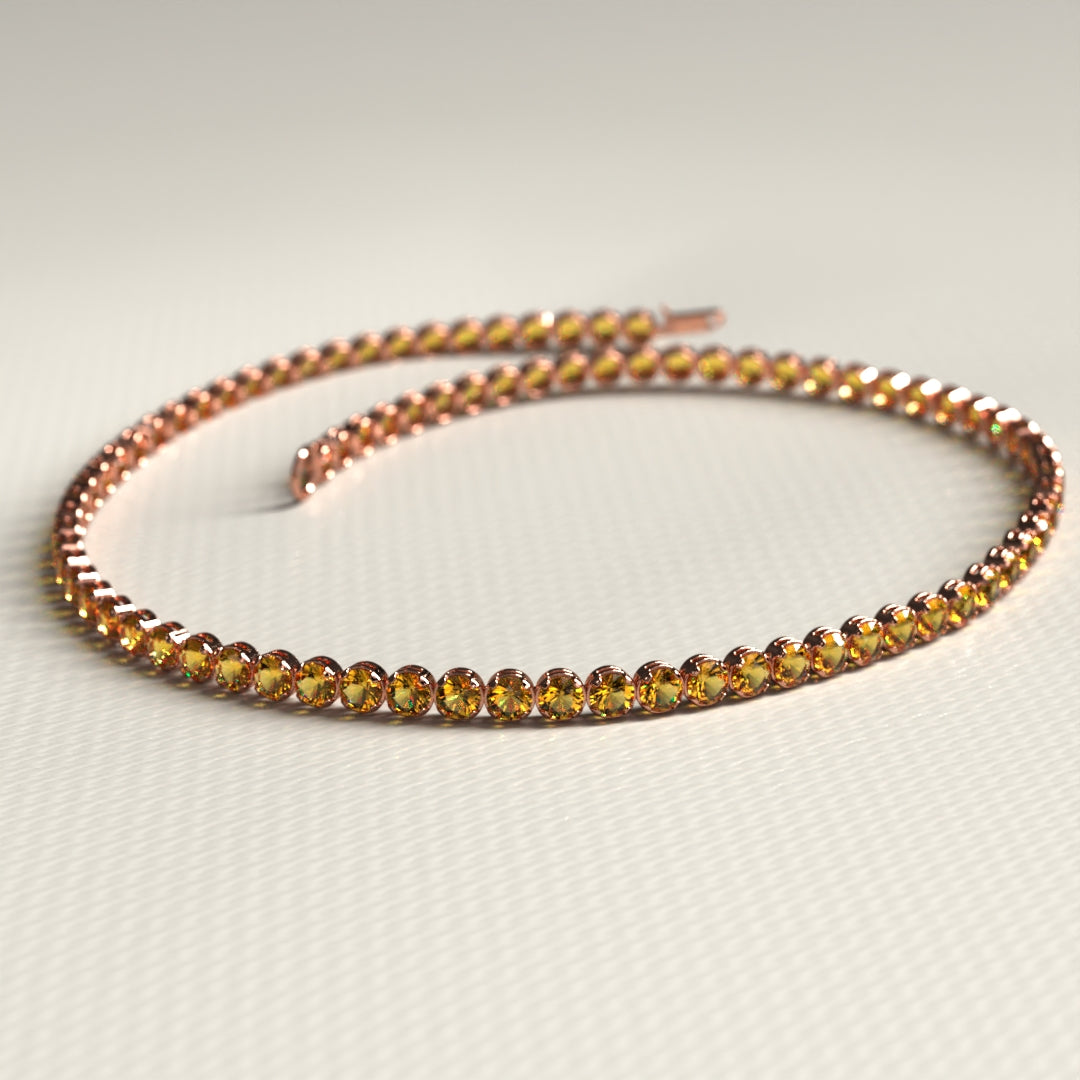 Personalized Citrine Tennis Bracelet in 14K/18K Yellow Gold / November Birthstone Bracelet - Evara Jewelry LLC