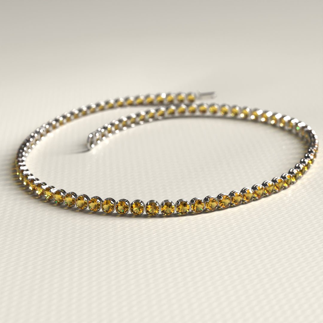Personalized Citrine Tennis Bracelet in 14K/18K Yellow Gold / November Birthstone Bracelet - Evara Jewelry LLC