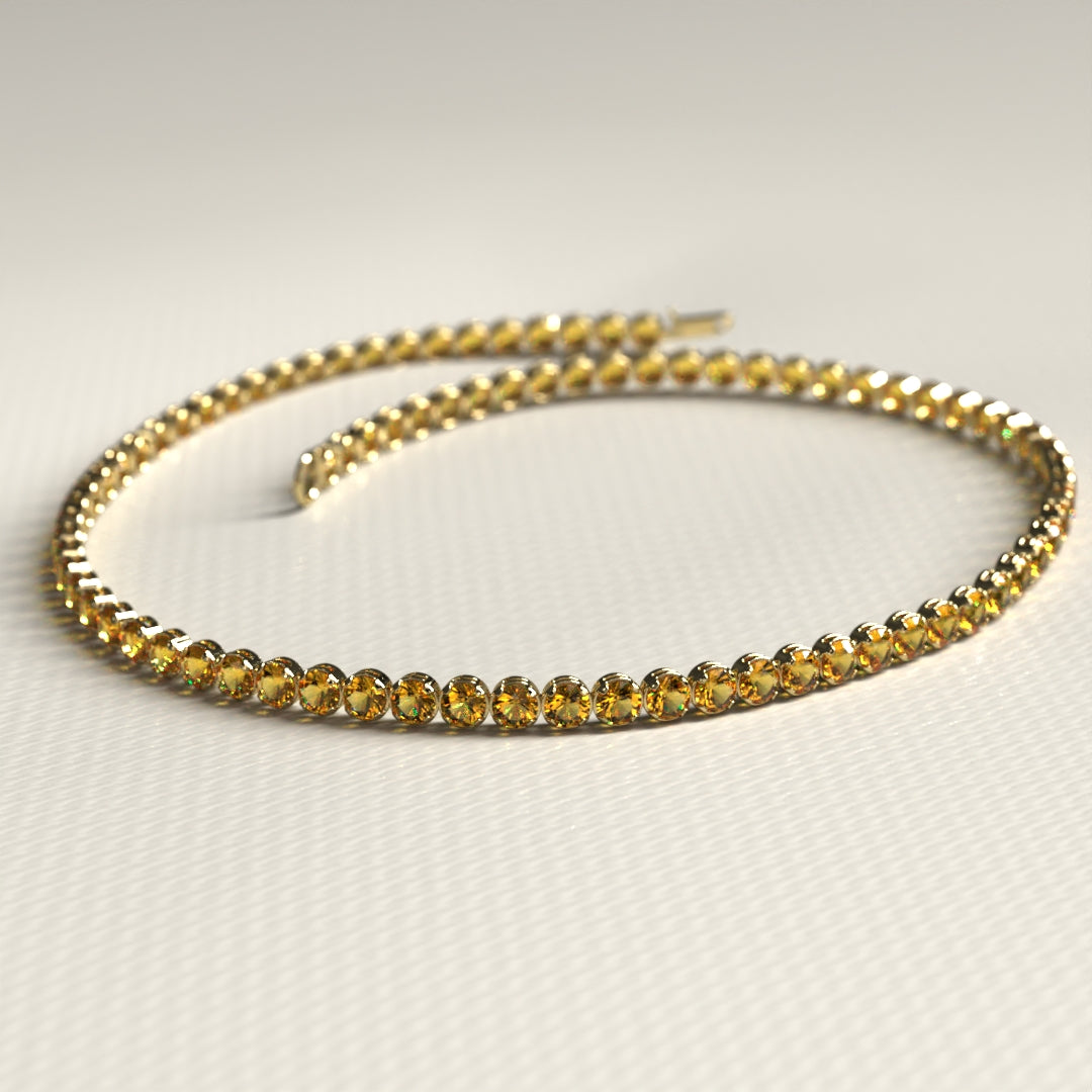Personalized Citrine Tennis Bracelet in 14K/18K Yellow Gold / November Birthstone Bracelet - Evara Jewelry LLC