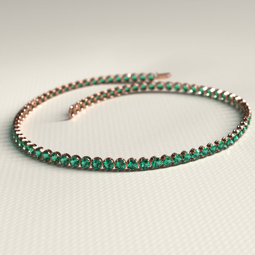 Natural Emerald Tennis Bracelet in 14K/18K Gold / May Birthstone Bracelet - Evara Jewelry LLC