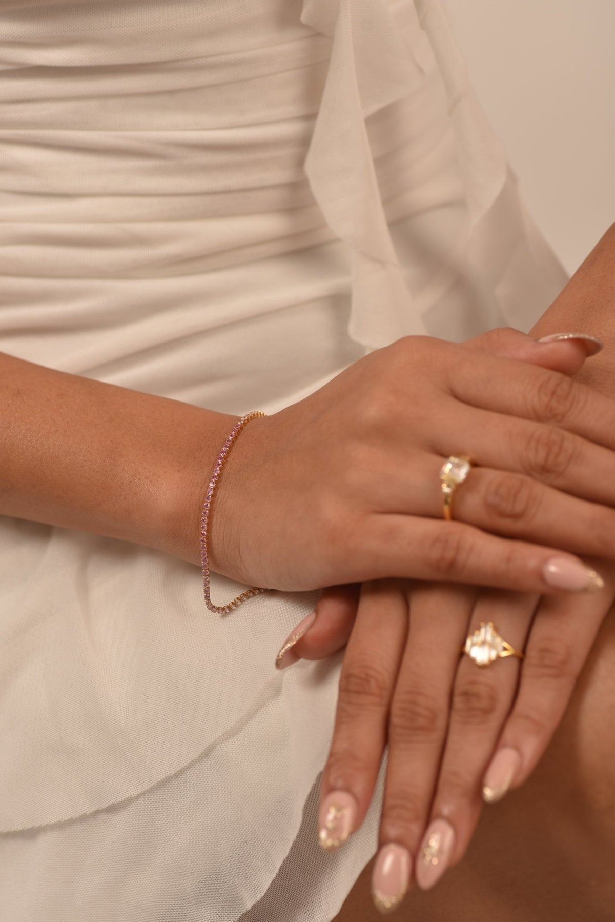 Ombre 3.28 Carats Natural Pink Sapphire Tennis Bracelet in 14K/18K Rose Gold - Evara Jewelry LLC