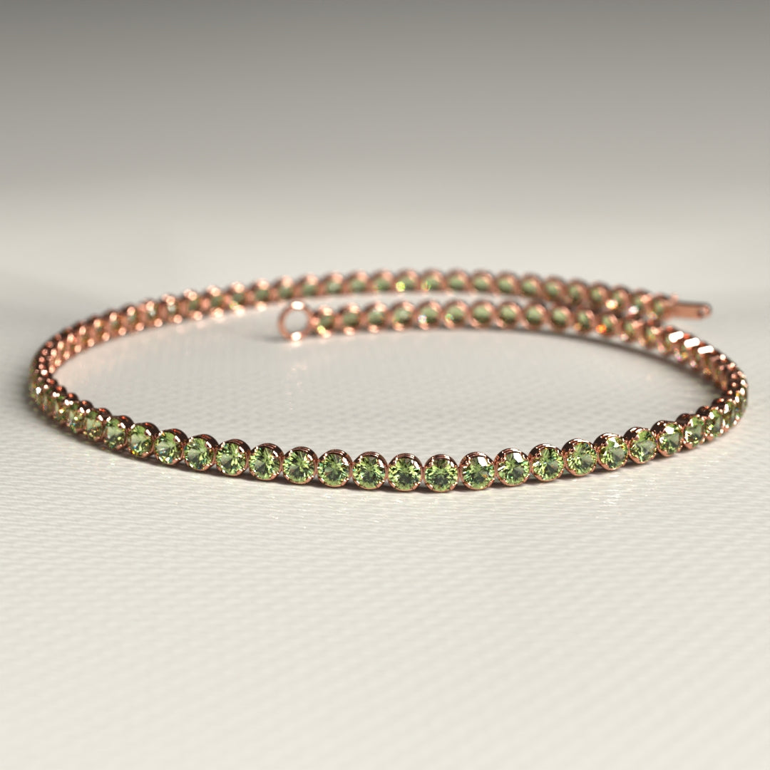 Peridot Tennis Bracelet in 14K/18K White Gold / August Birthstone Bracelet - Evara Jewelry LLC