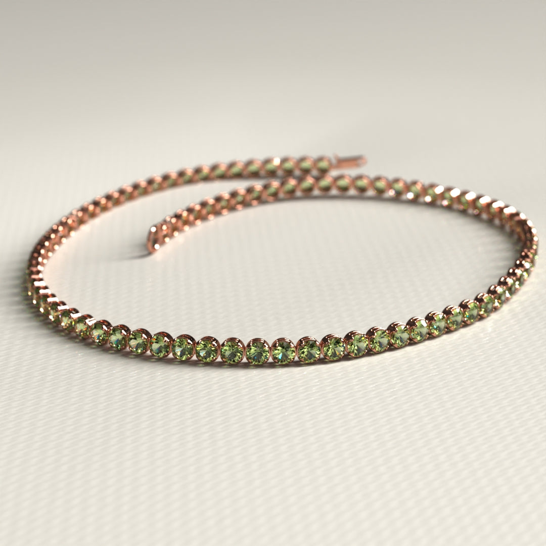 Peridot Tennis Bracelet in 14K/18K White Gold / August Birthstone Bracelet - Evara Jewelry LLC