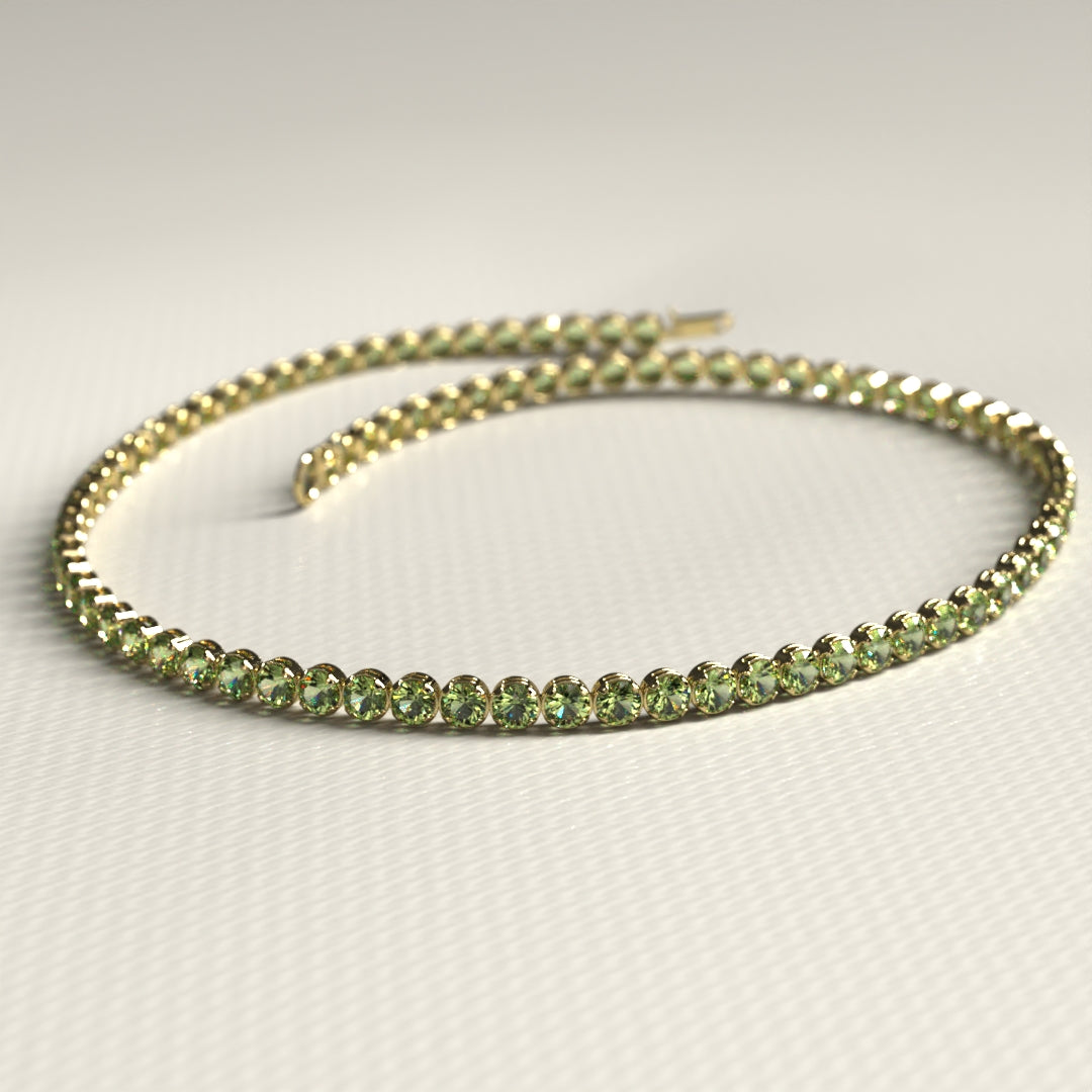 Peridot Tennis Bracelet in 14K/18K White Gold / August Birthstone Bracelet - Evara Jewelry LLC