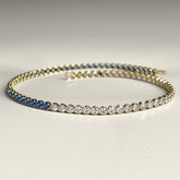 Custom Natural Blue Sapphire & Diamond 50-50 Tennis Bracelet - Evara Jewelry LLC
