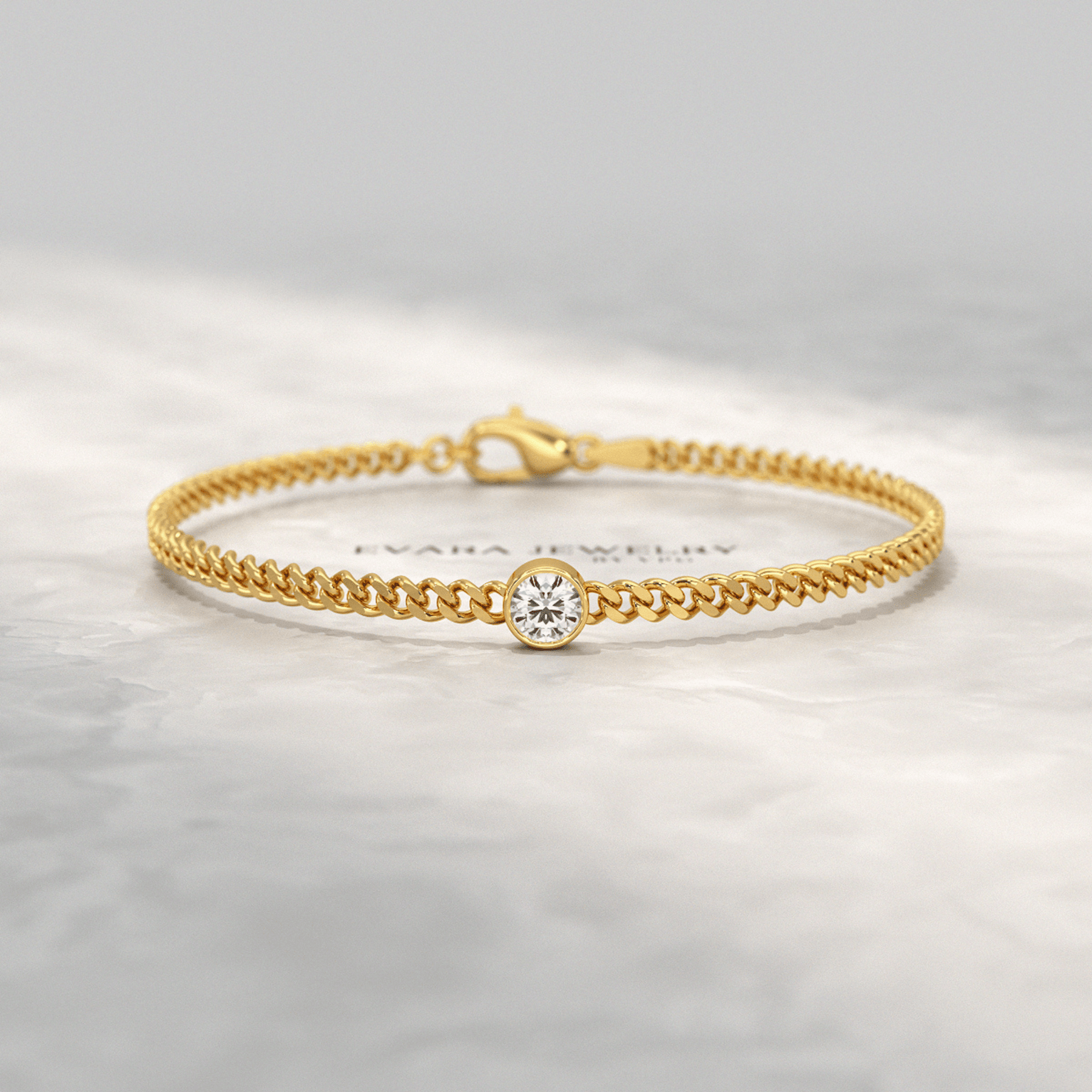 0.50 Carat Round Cut Diamond Solitaire Cuban Chain Bracelet - Evara Jewelry LLC