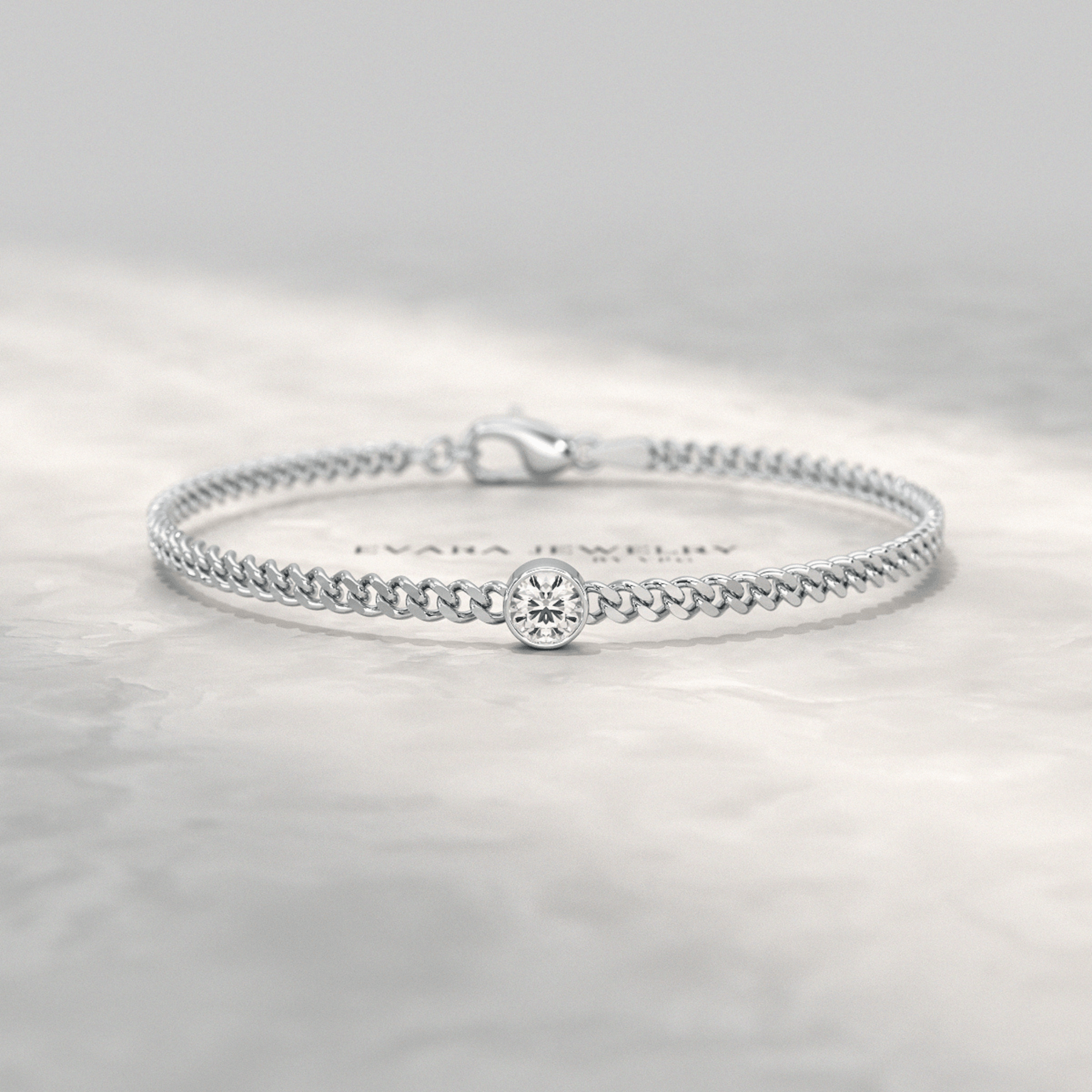 0.50 Carat Round Cut Diamond Solitaire Cuban Chain Bracelet - Evara Jewelry LLC