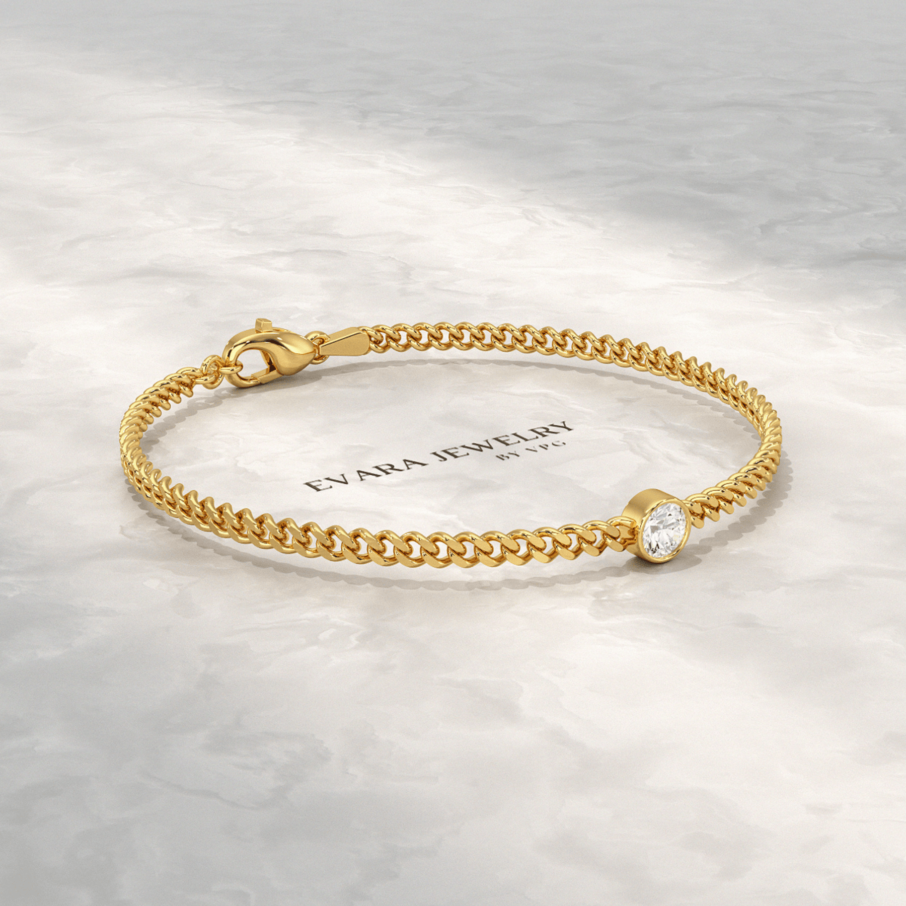 0.50 Carat Round Cut Diamond Solitaire Cuban Chain Bracelet - Evara Jewelry LLC