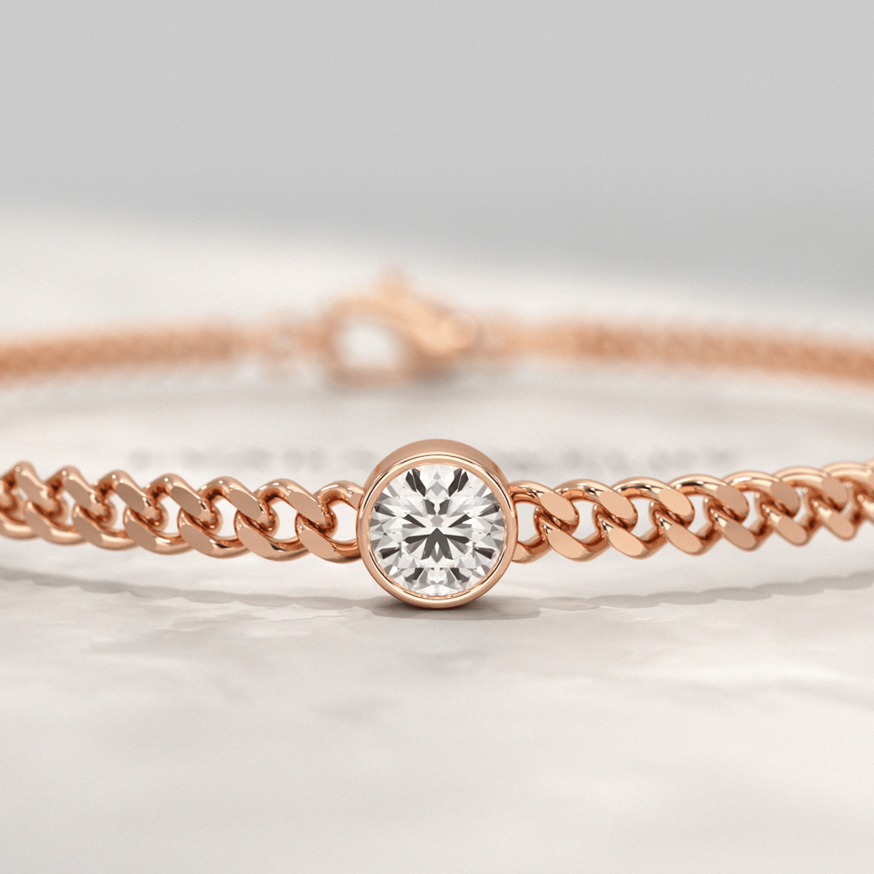 0.50 Carat Round Cut Diamond Solitaire Cuban Chain Bracelet - Evara Jewelry LLC