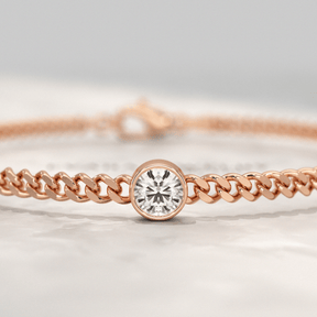 0.50 Carat Round Cut Diamond Solitaire Cuban Chain Bracelet - Evara Jewelry LLC