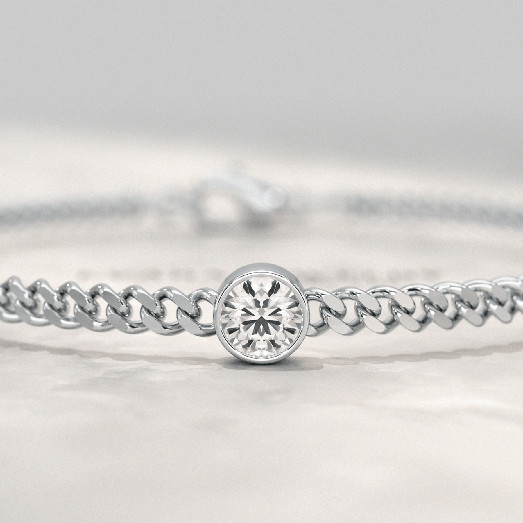 0.50 Carat Round Cut Diamond Solitaire Cuban Chain Bracelet - Evara Jewelry LLC