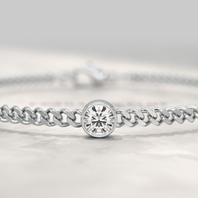 0.50 Carat Round Cut Diamond Solitaire Cuban Chain Bracelet - Evara Jewelry LLC