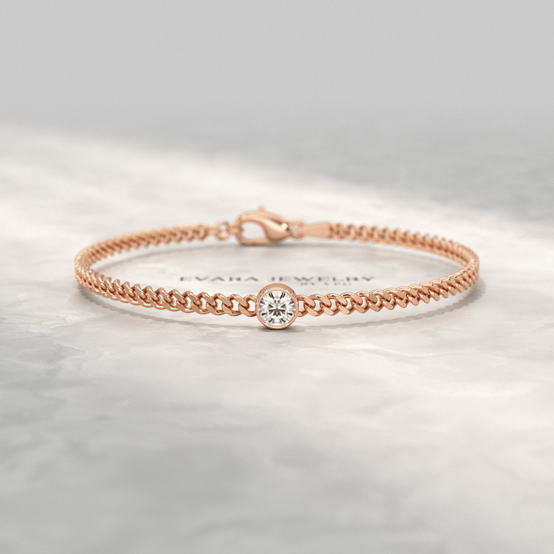 0.50 Carat Round Cut Diamond Solitaire Cuban Chain Bracelet - Evara Jewelry LLC