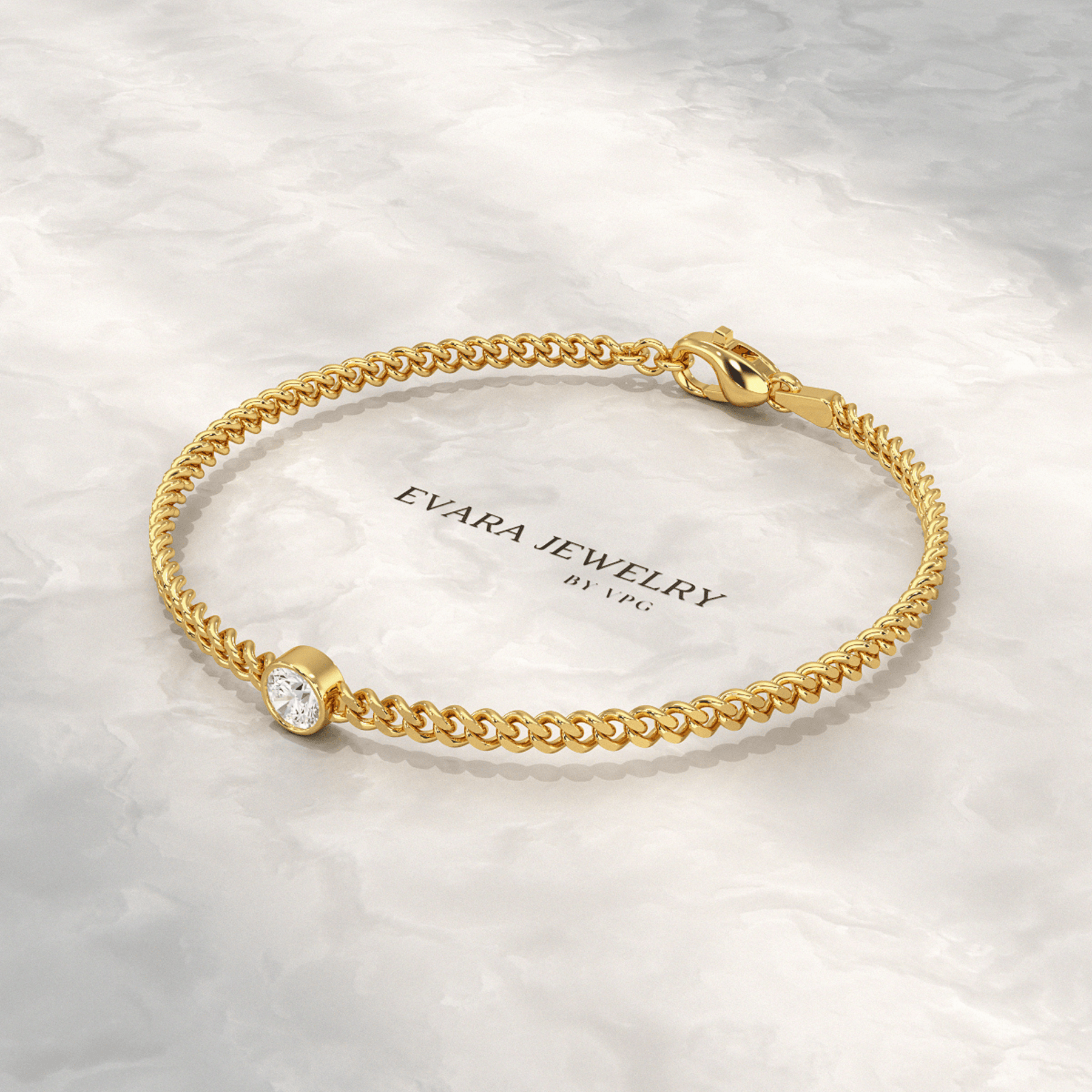 0.50 Carat Round Cut Diamond Solitaire Cuban Chain Bracelet - Evara Jewelry LLC