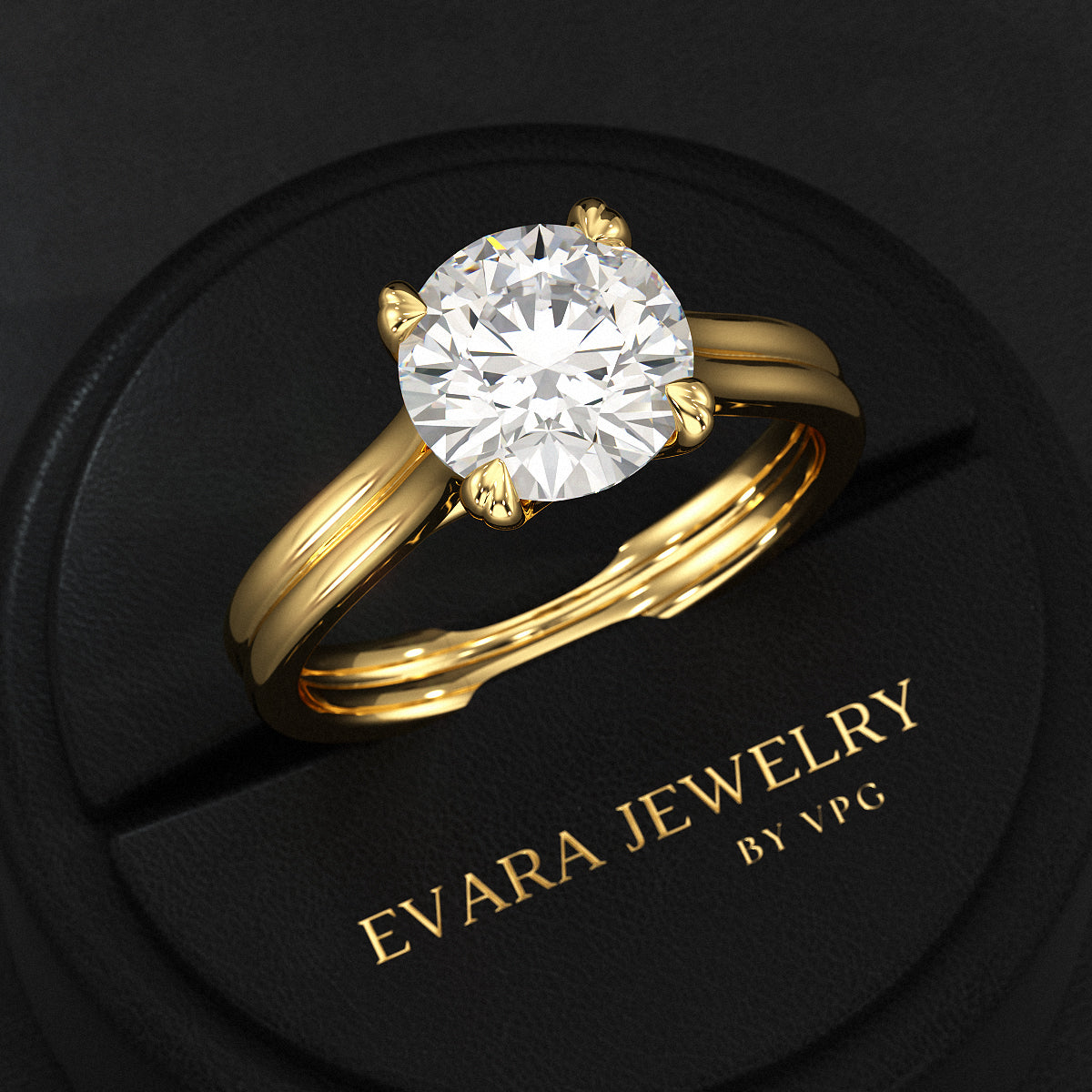 5 Carat Round Cut Lab Grown Diamond Twin Band Engagement Ring