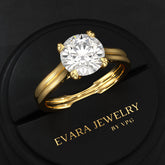 5 Carat Round Cut Lab Grown Diamond Twin Band Engagement Ring