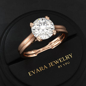 5 Carat Round Cut Lab Grown Diamond Twin Band Engagement Ring