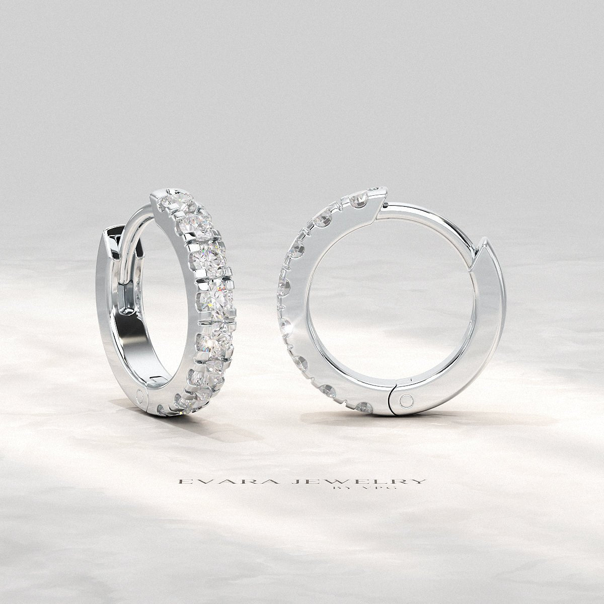 0.66 Carats Diamond Hoop Huggie Earrings - Evara Jewelry LLC
