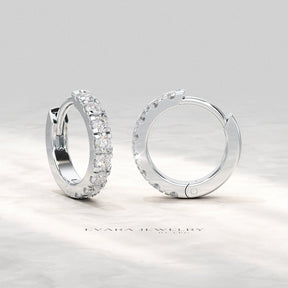 0.66 Carats Diamond Hoop Huggie Earrings - Evara Jewelry LLC