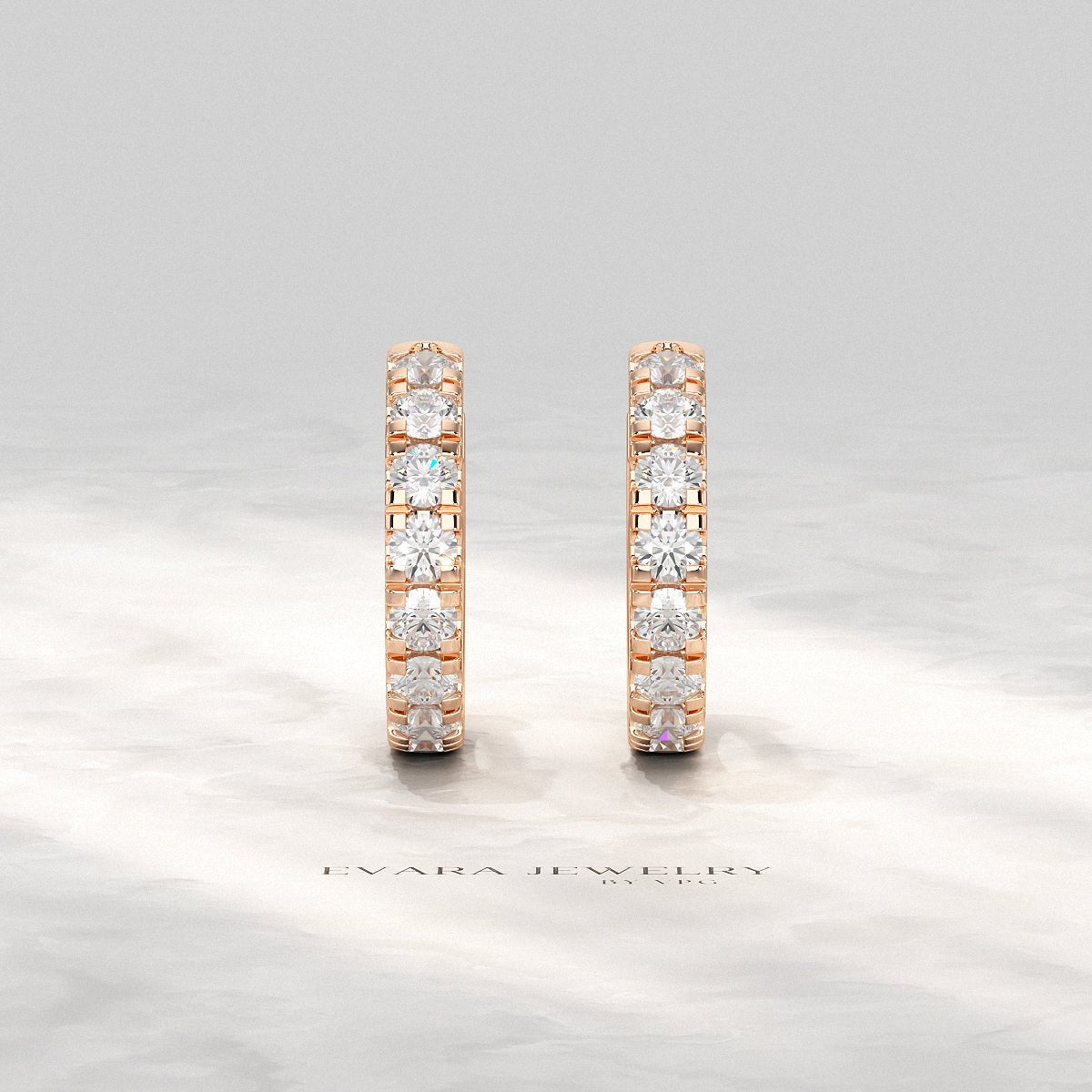 0.66 Carats Diamond Hoop Huggie Earrings - Evara Jewelry LLC