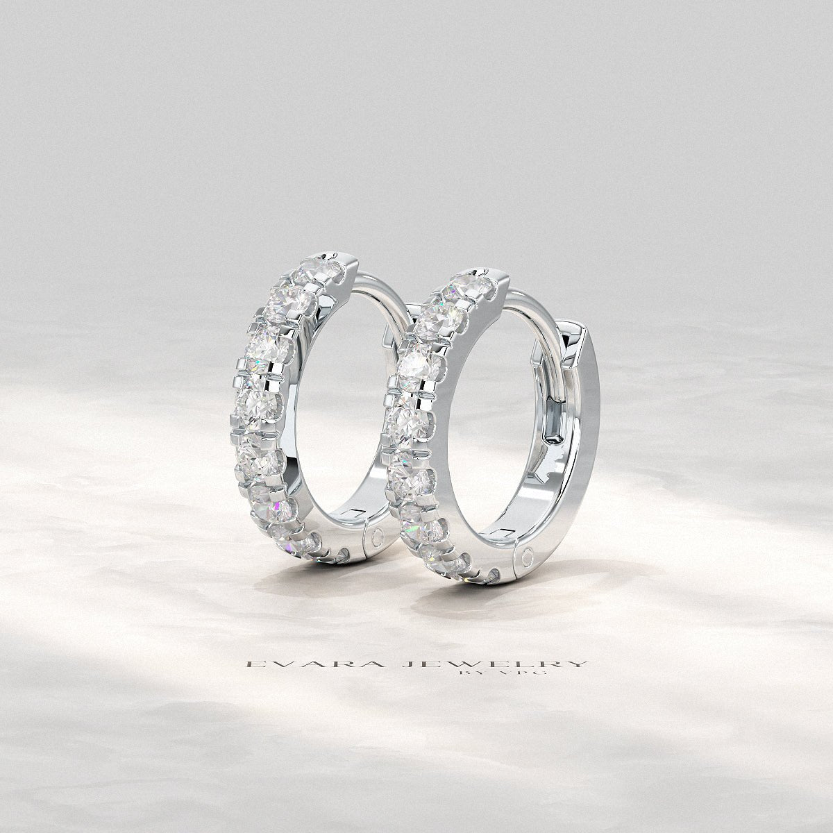 0.66 Carats Diamond Hoop Huggie Earrings - Evara Jewelry LLC