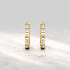 0.66 Carats Diamond Hoop Huggie Earrings - Evara Jewelry LLC