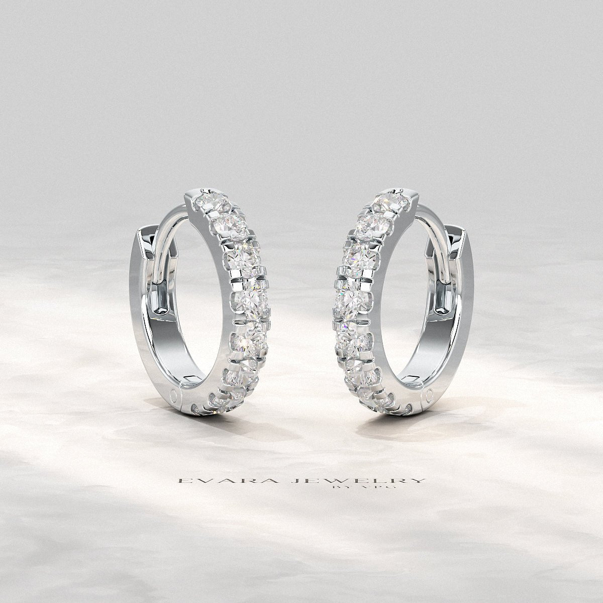 0.66 Carats Diamond Hoop Huggie Earrings - Evara Jewelry LLC