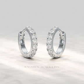 0.66 Carats Diamond Hoop Huggie Earrings - Evara Jewelry LLC