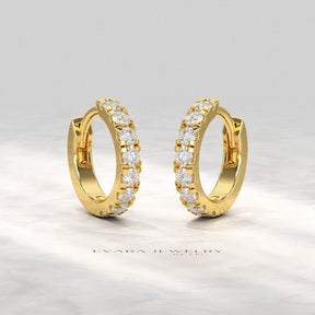 0.66 Carats Diamond Hoop Huggie Earrings - Evara Jewelry LLC