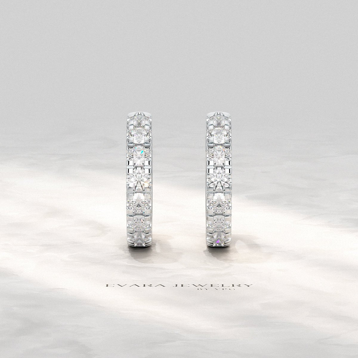 0.66 Carats Diamond Hoop Huggie Earrings - Evara Jewelry LLC