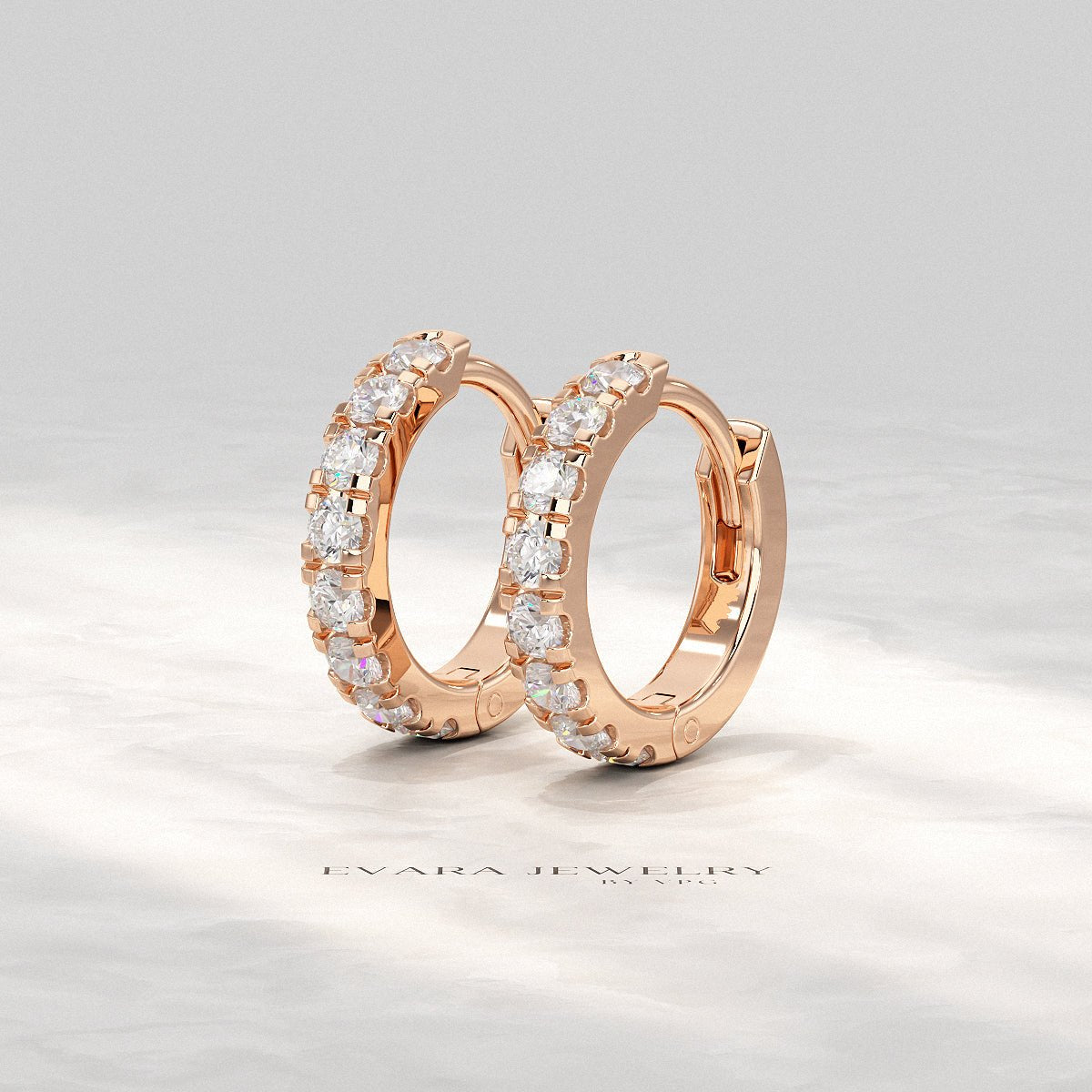 0.66 Carats Diamond Hoop Huggie Earrings - Evara Jewelry LLC