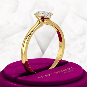 0.70 Carat Oval Cut Diamond Dainty Statement Ring - Evara Jewelry LLC