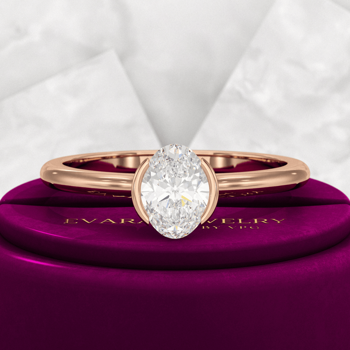 0.70 Carat Oval Cut Diamond Dainty Statement Ring - Evara Jewelry LLC