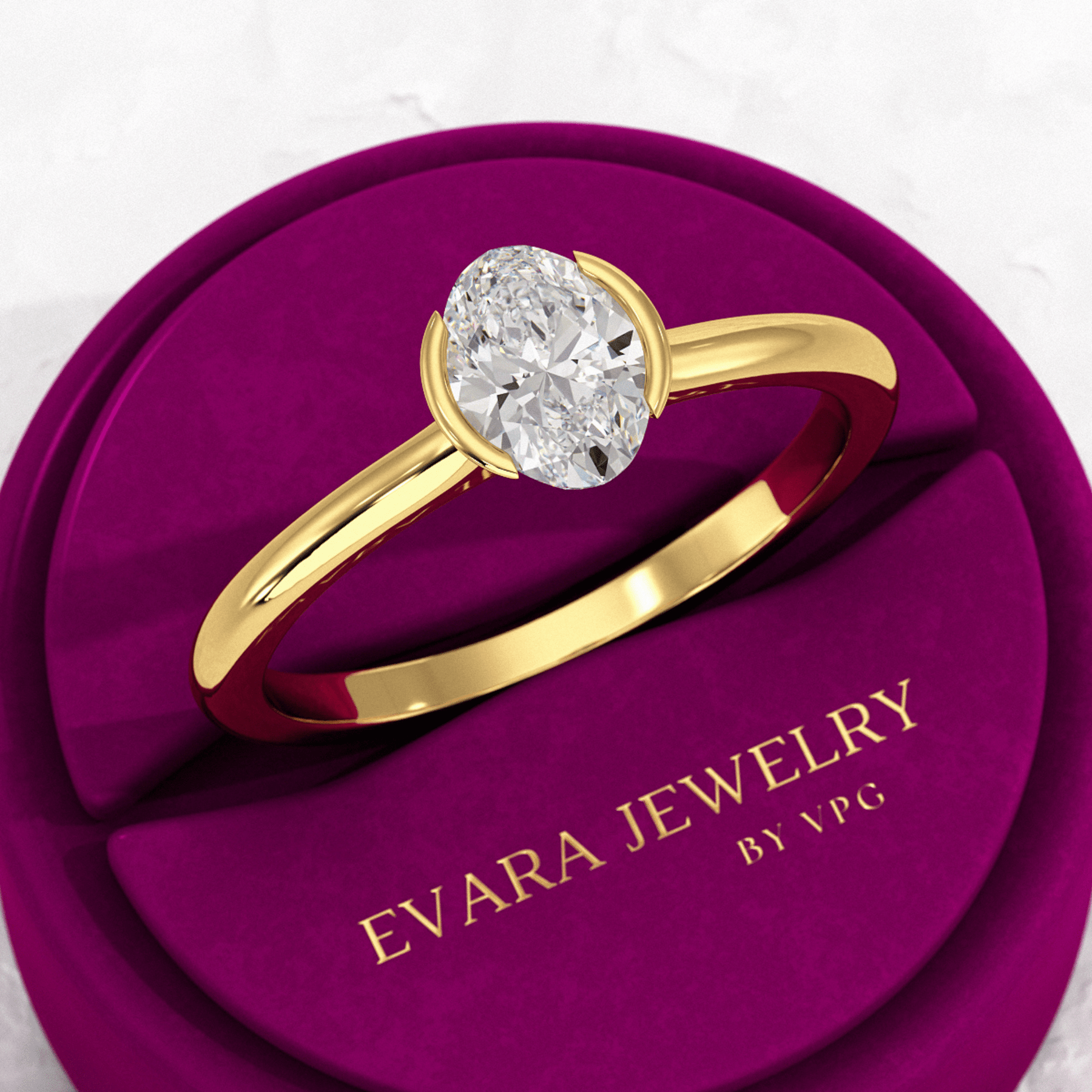 0.70 Carat Oval Cut Diamond Dainty Statement Ring - Evara Jewelry LLC