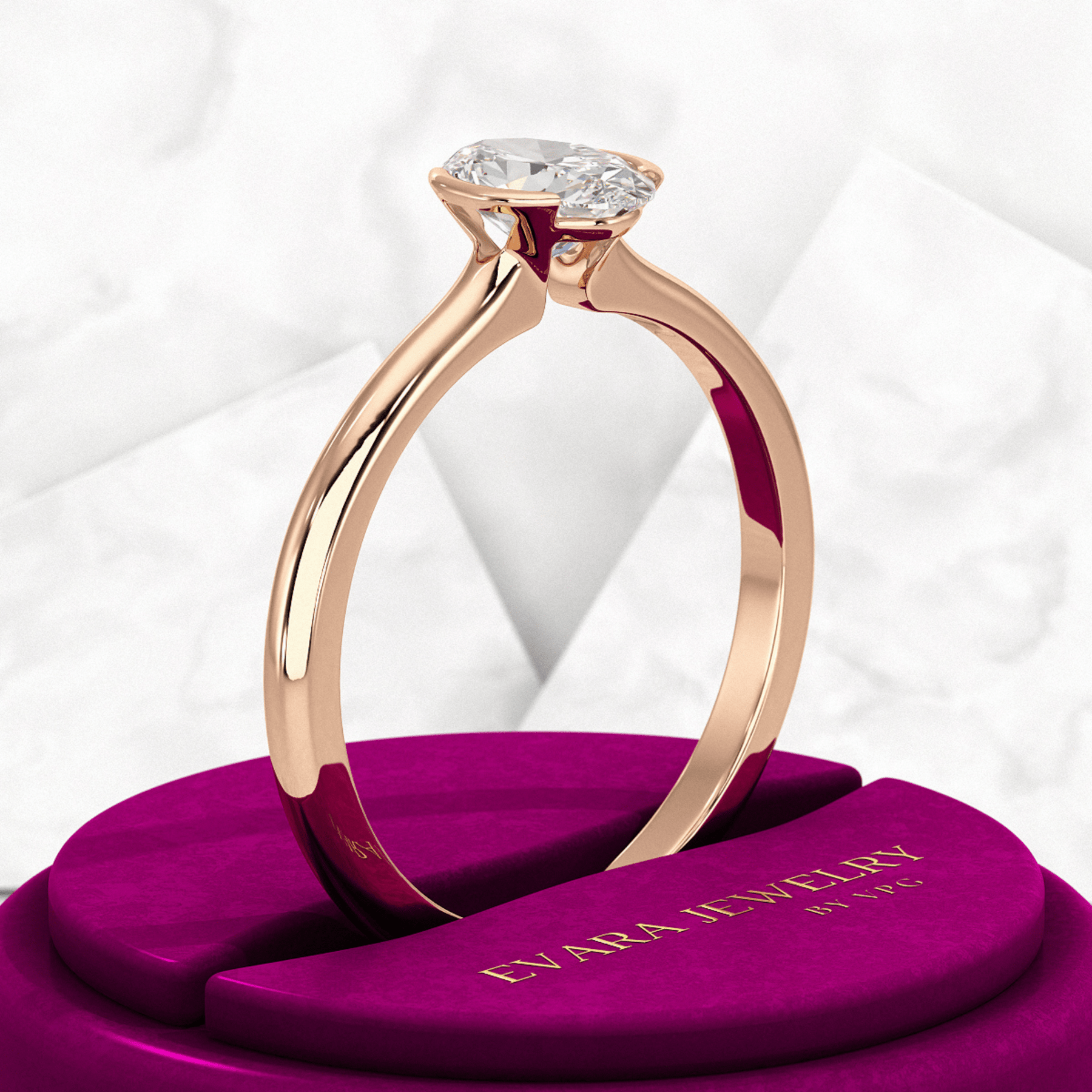 0.70 Carat Oval Cut Diamond Dainty Statement Ring - Evara Jewelry LLC