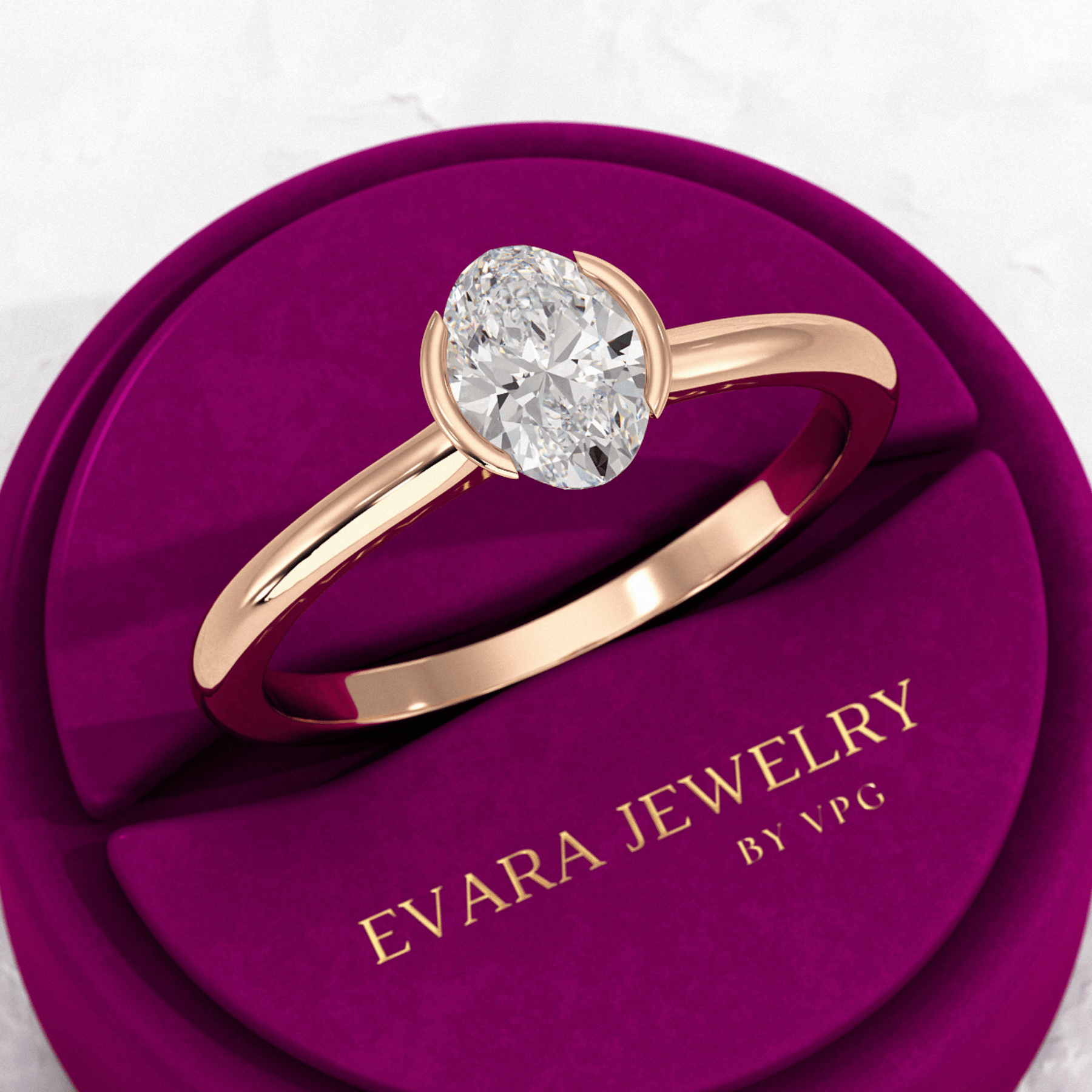 0.70 Carat Oval Cut Diamond Dainty Statement Ring - Evara Jewelry LLC