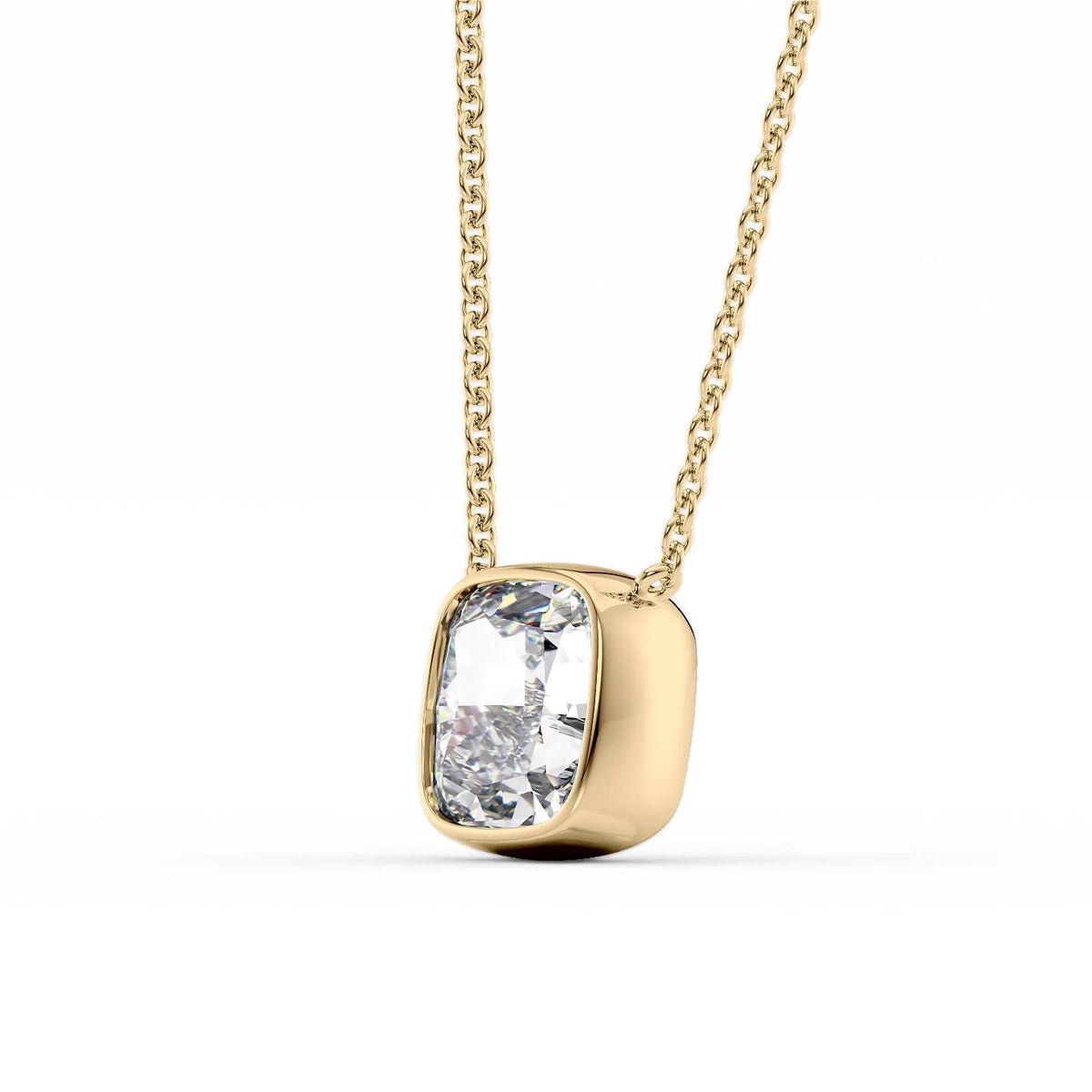 1 Carat Cushion Cut Diamond Bezel Pendant Necklace - Evara Jewelry LLC