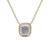 1 Carat Cushion Cut Diamond Bezel Pendant Necklace - Evara Jewelry LLC