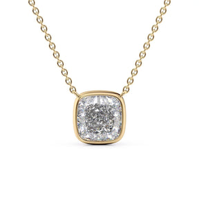 1 Carat Cushion Cut Diamond Bezel Pendant Necklace - Evara Jewelry LLC