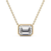 1 Carat Emerald Cut Bezel Set Diamond Pendant Necklace - Evara Jewelry LLC