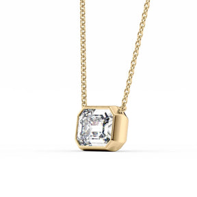 1 Carat Emerald Cut Bezel Set Diamond Pendant Necklace - Evara Jewelry LLC