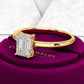1 Carat Emerald Diamond Minimalist Ring with Hidden Halo in 14K Yellow Gold - Evara Jewelry LLC