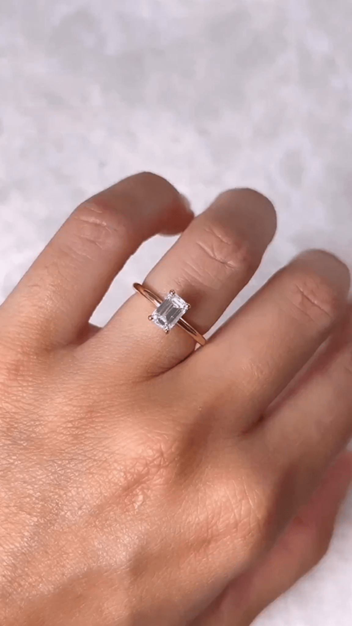 1 Carat Emerald Diamond Minimalist Ring with Hidden Halo in 14K Yellow Gold - Evara Jewelry LLC