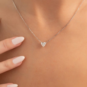 1 Carat Heart Cut Diamond Pendant Necklace - Evara Jewelry LLC