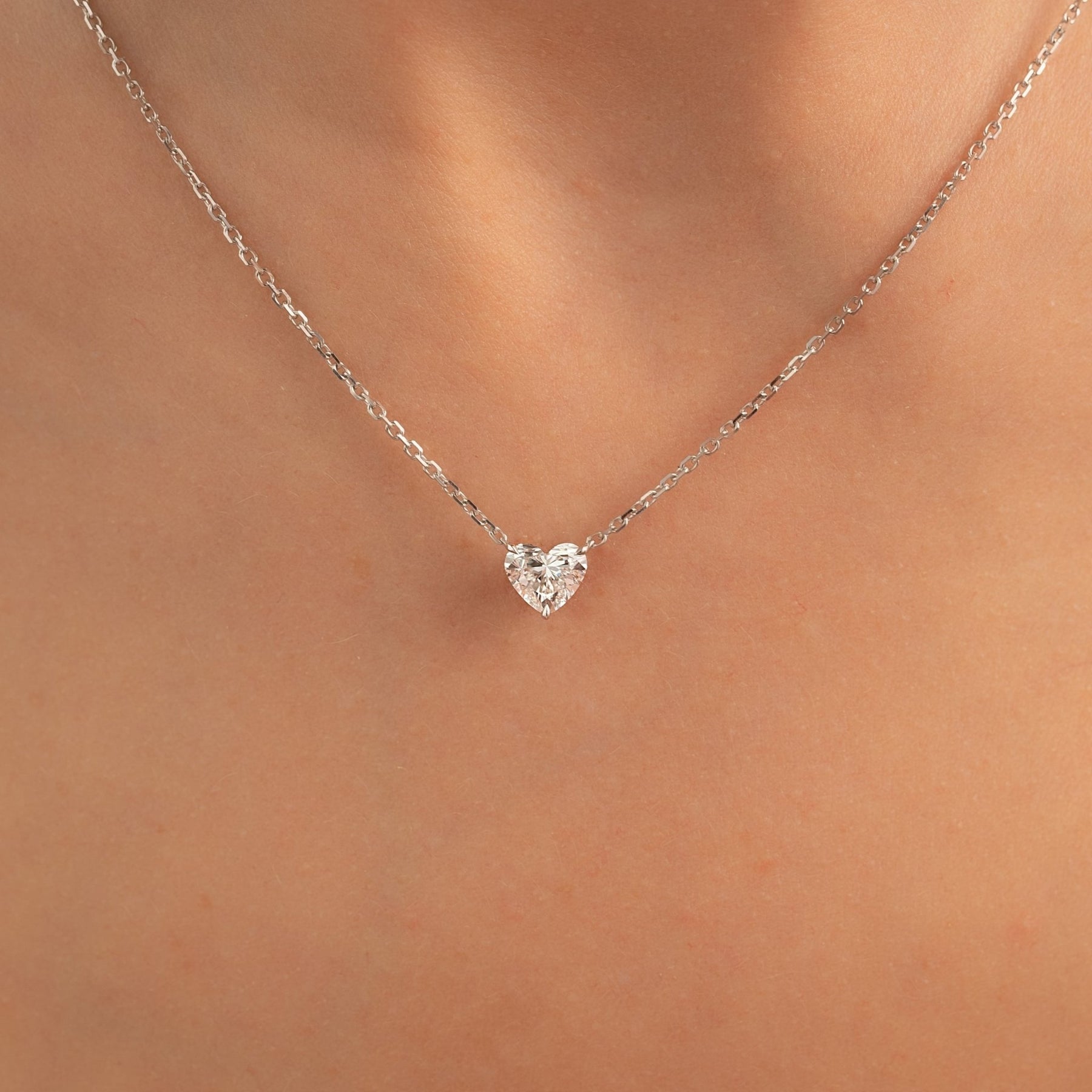 1 Carat Heart Cut Diamond Pendant Necklace - Evara Jewelry LLC