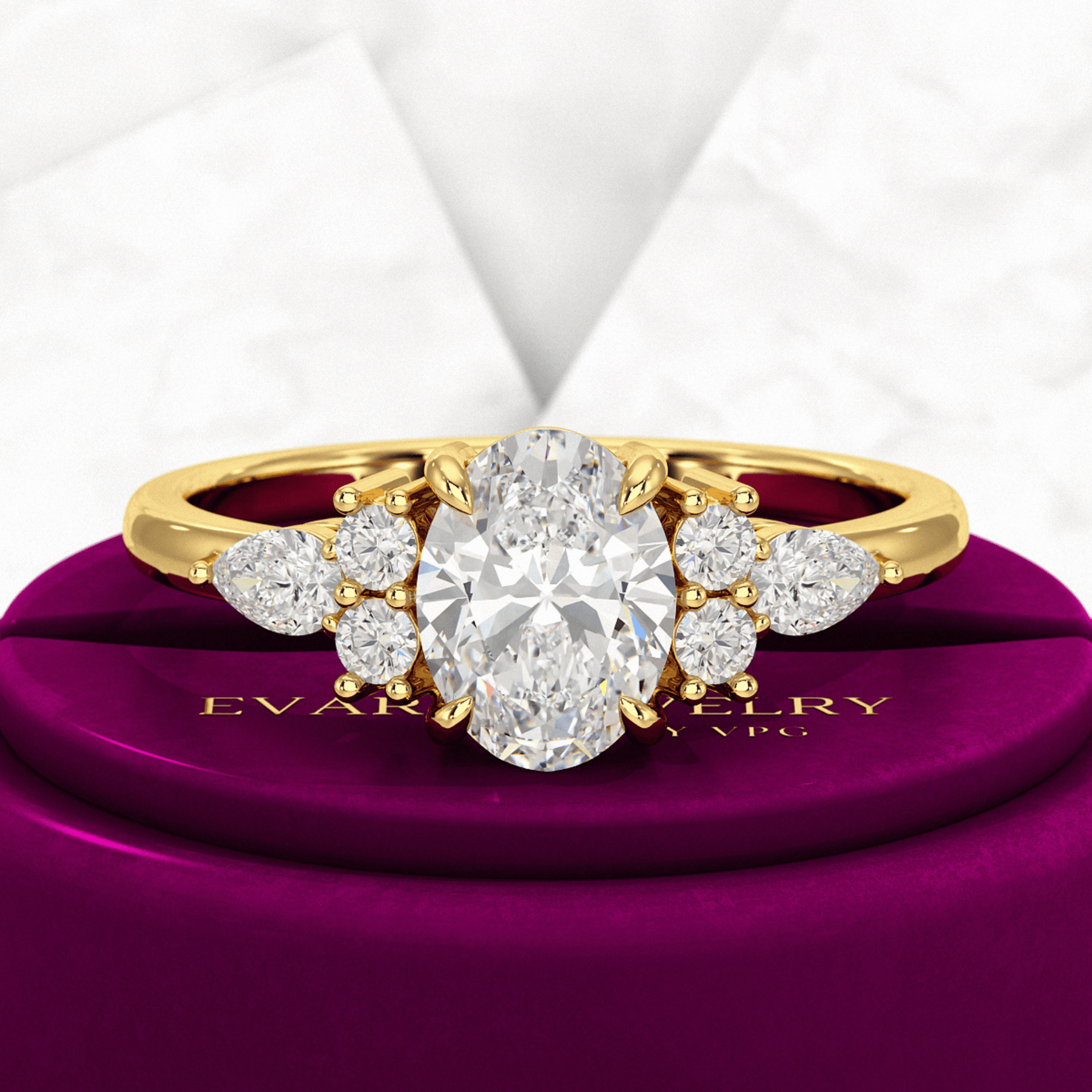 1 Carat Oval Diamond Art Deco Engagement Ring - Evara Jewelry LLC