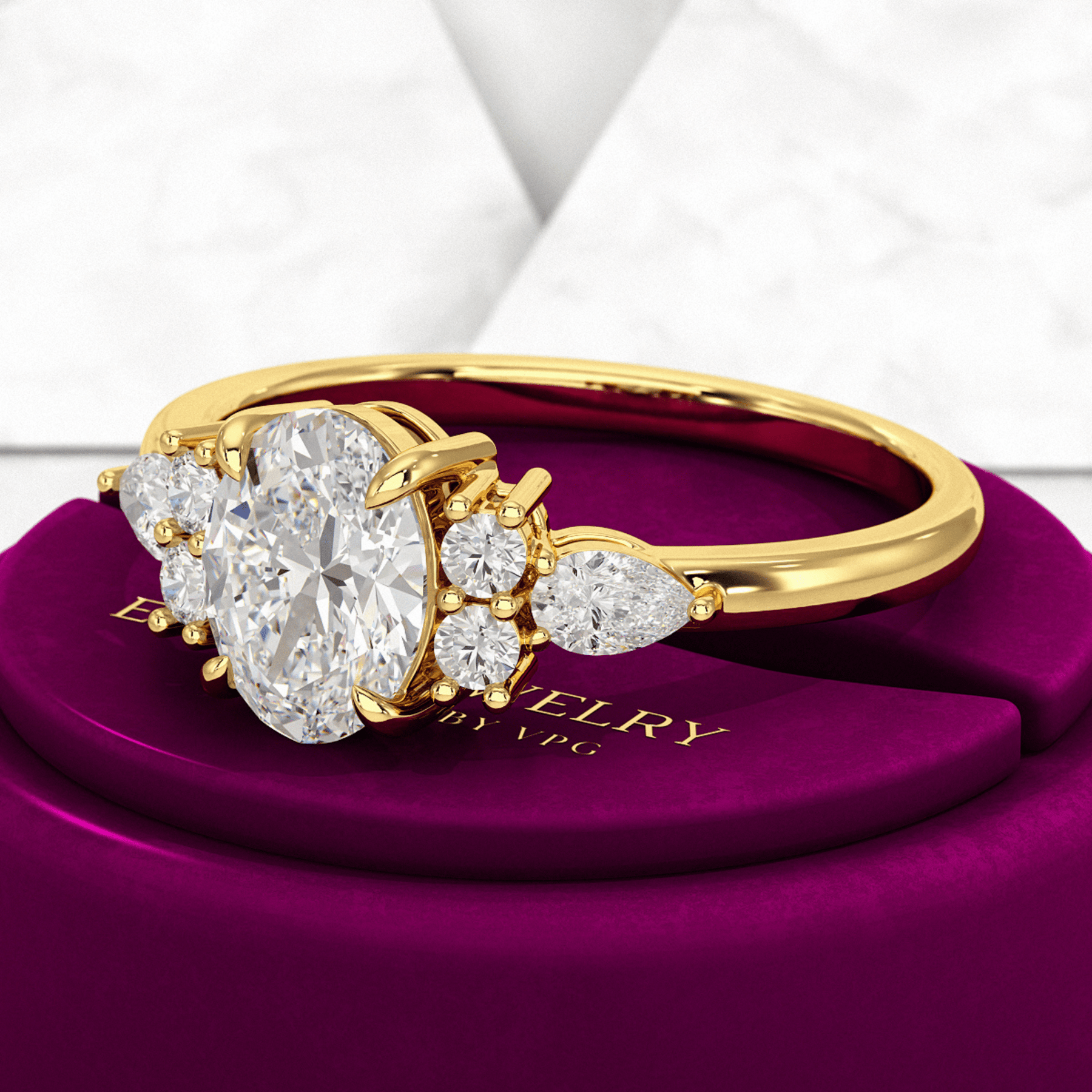 1 Carat Oval Diamond Art Deco Engagement Ring - Evara Jewelry LLC