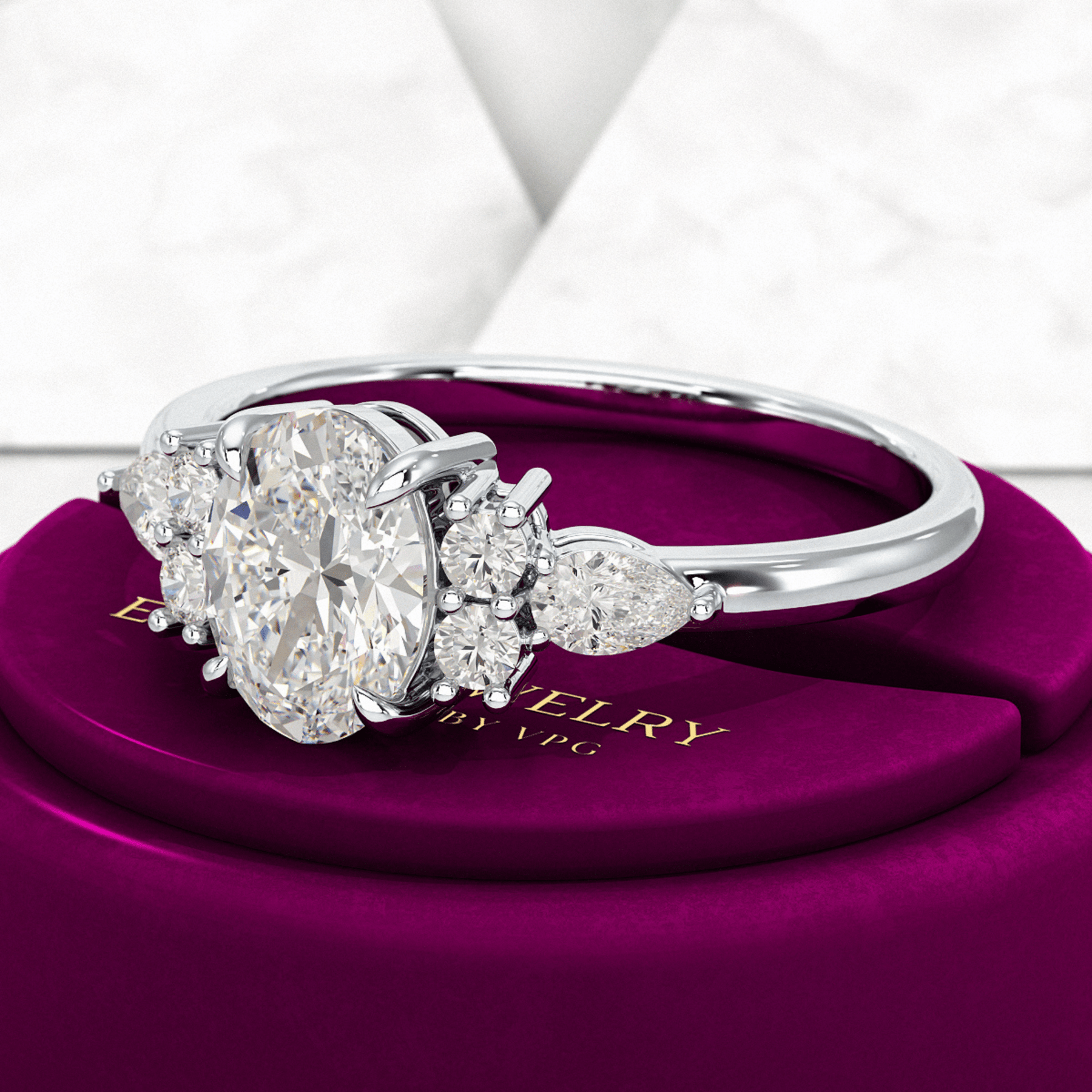 1 Carat Oval Diamond Art Deco Engagement Ring - Evara Jewelry LLC