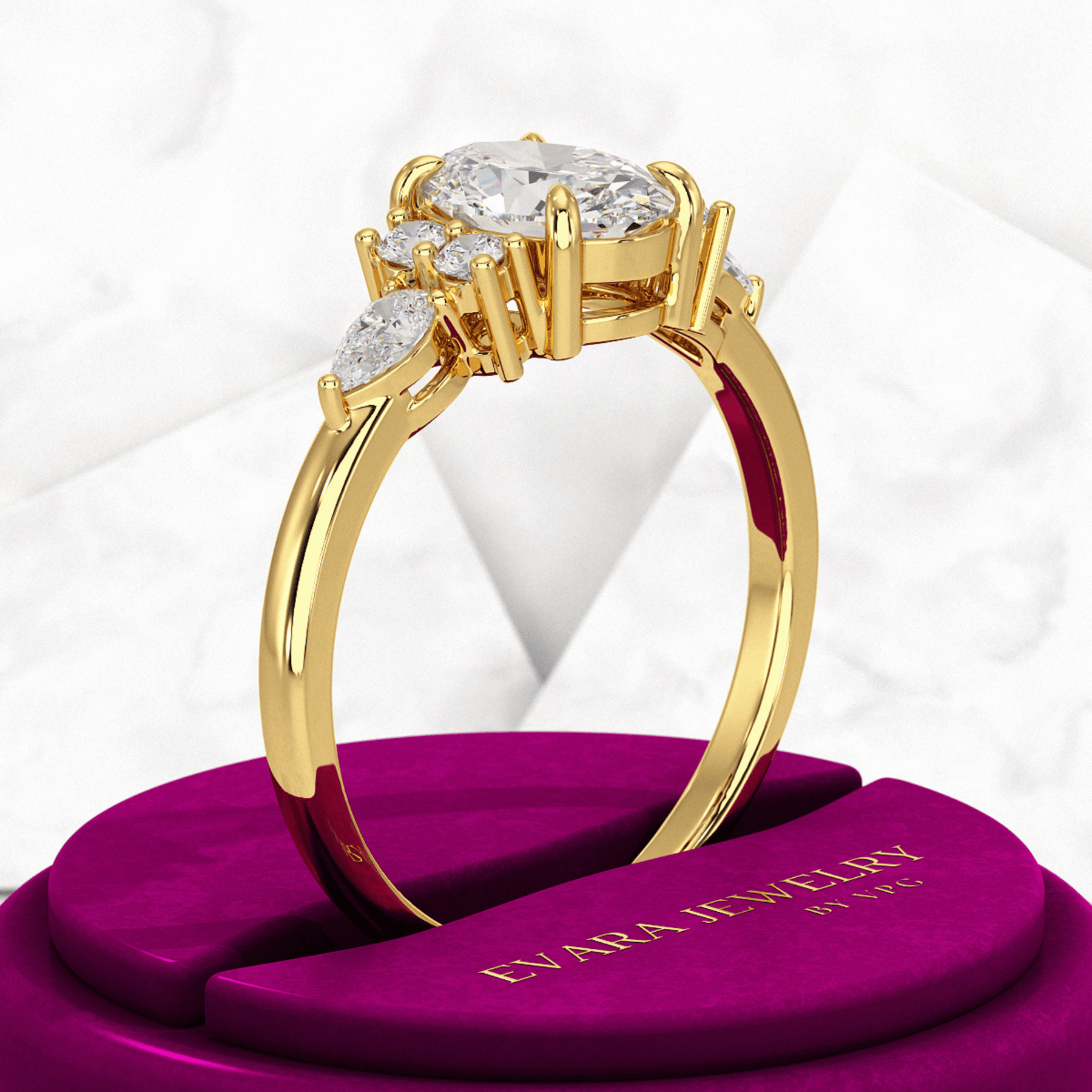 1 Carat Oval Diamond Art Deco Engagement Ring - Evara Jewelry LLC