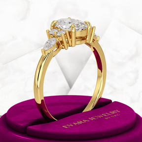 1 Carat Oval Diamond Art Deco Engagement Ring - Evara Jewelry LLC